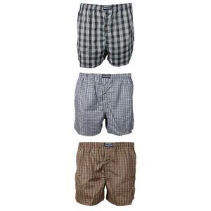 Knocker Men's 3 Pack Plaid Button Fly Boxer Shorts Olive Multi